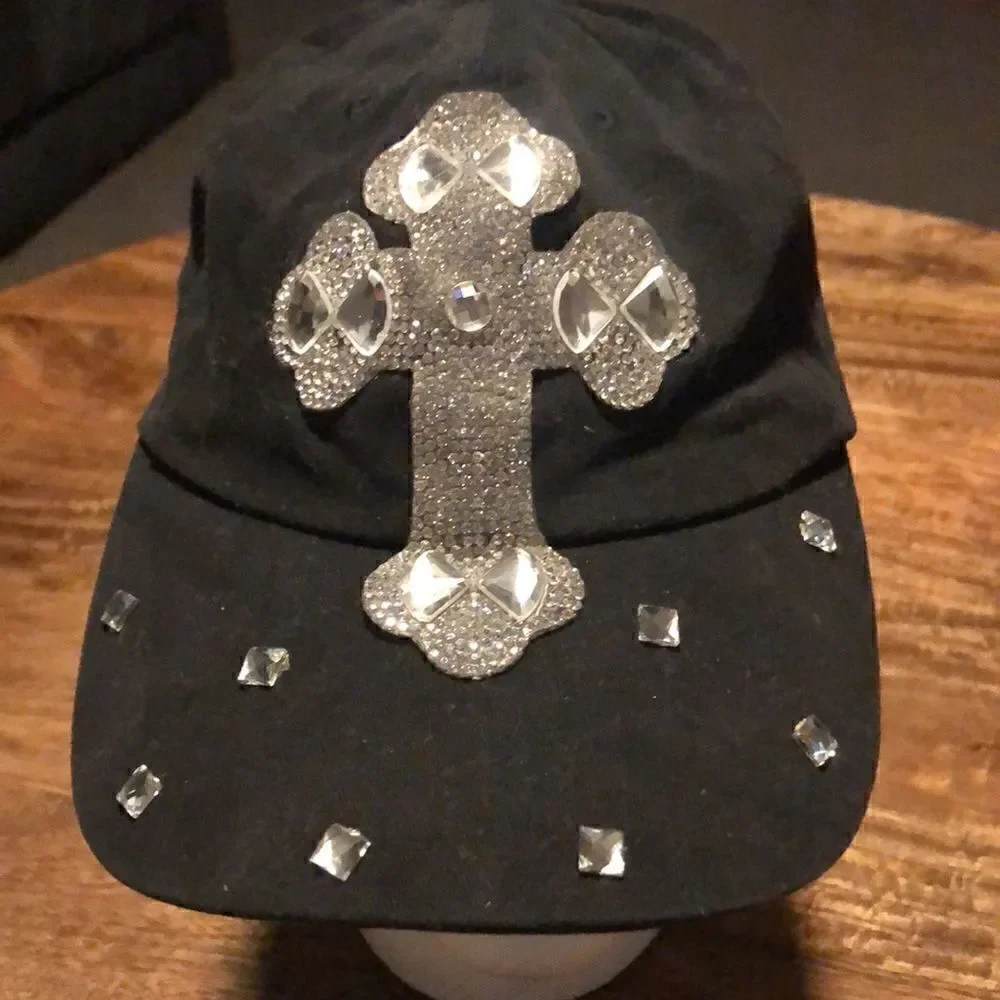 Crystal Cross Embelished Fashion Cap